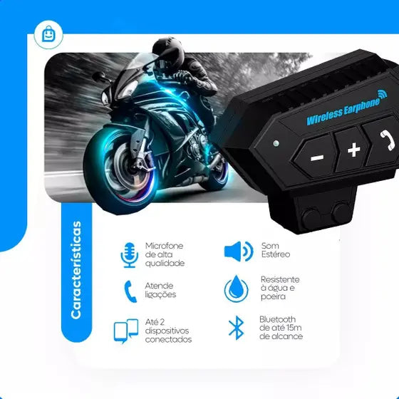 Fone De Ouvido Capacete Moto Bluetooth Sem Fio Prova De Água 🔥