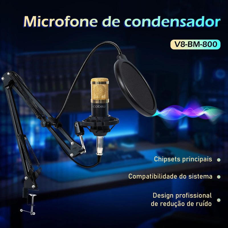 Kit Microfone Condensador Profissional 🎤🔥